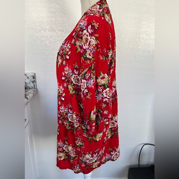 Floral Red Kimono Robe - Picture 6 of 10